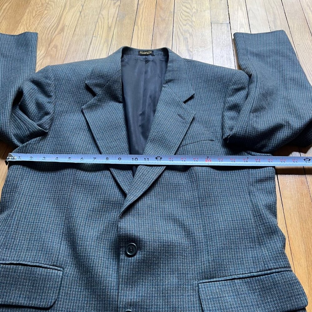 Oscar De La Renta Mens Size 42L Gray Houndstooth Single Breasted Blazer Jacket - Picture 10 of 15